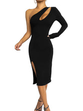 Midikleider mit One-Shoulder-Ausschnitt und Schlitz